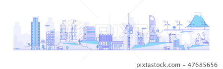 thin line cityscape with skyscrapers. Line modern  47685656