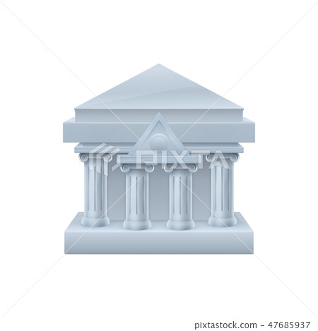 Three dimensional bank building facade icon Three dimensional bank building facade icon 47685937
