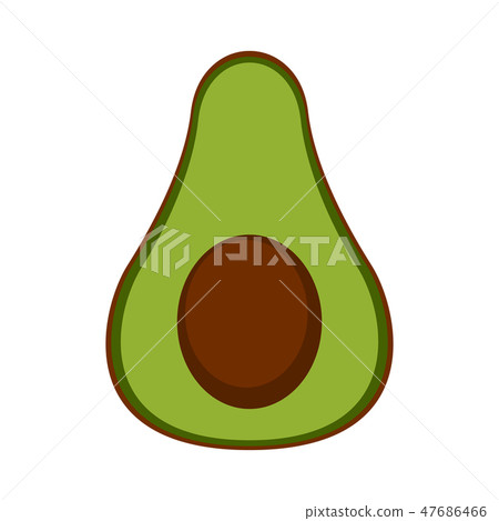 Front view of a cut avocado - Stock Illustration [47686466] - PIXTA