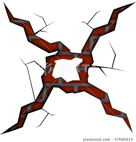 Isolated brick wall cracked Isolated brick wall cracked 47686814