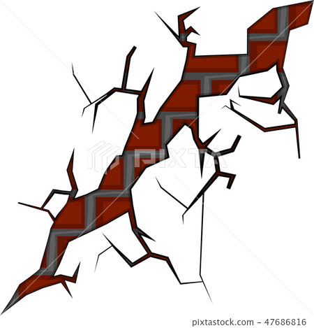 Isolated brick wall cracked Isolated brick wall cracked 47686816