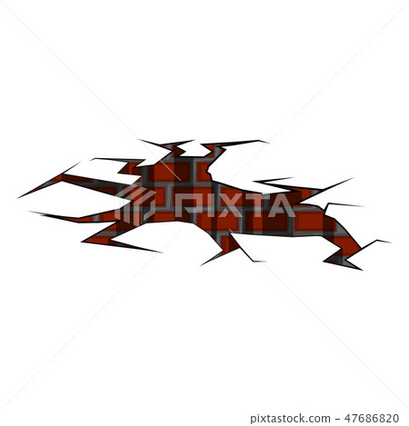 Isolated brick wall cracked Isolated brick wall cracked 47686820