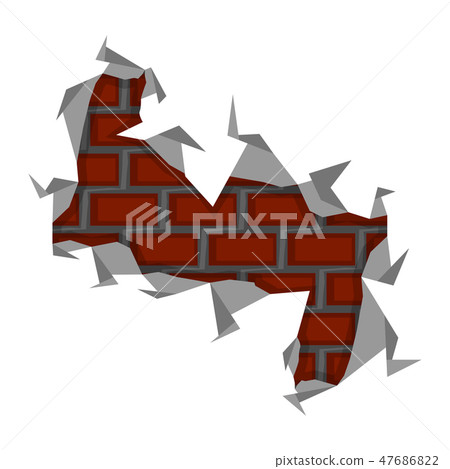 Isolated brick wall cracked Isolated brick wall cracked 47686822