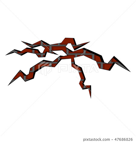 Isolated brick wall cracked Isolated brick wall cracked 47686826