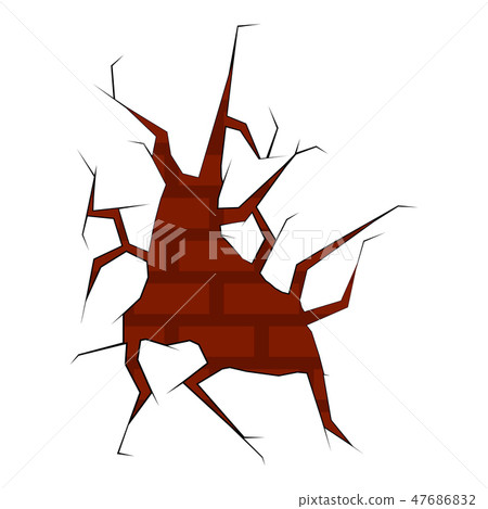 Isolated brick wall cracked Isolated brick wall cracked 47686832