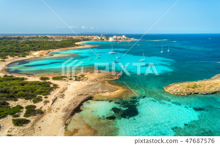 Aerial view of beautiful sea with azure water 47687576