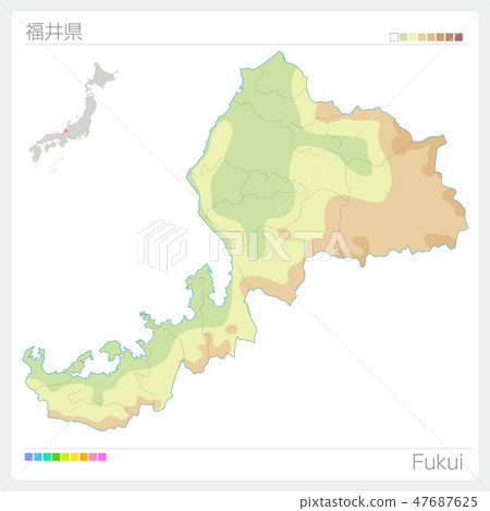 福井縣地圖（輪廓線·顏色編碼） 47687625