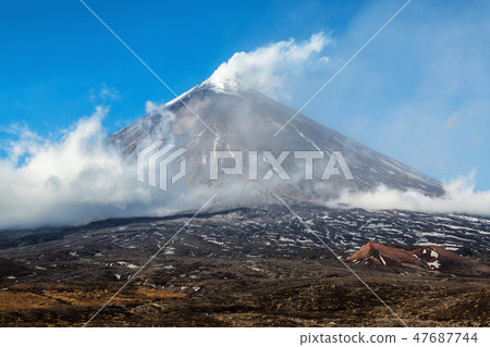 Autumn mountain landscape eruption active volcano Autumn mountain landscape eruption active volcano 47687744
