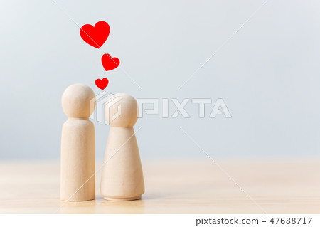Valentine's day concept. Human wood couple lover Valentine's day concept. Human wood couple lover 47688717