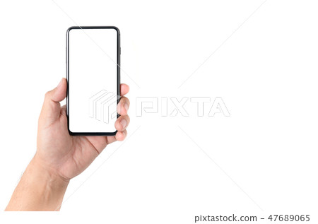 Man hand holding smartphone with blank screen Man hand holding smartphone with blank screen 47689065