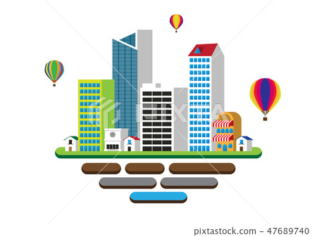 city building urban landscape on white background - Stock Illustration ...