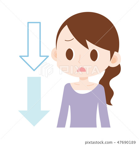 女性上半身向下箭頭 47690189