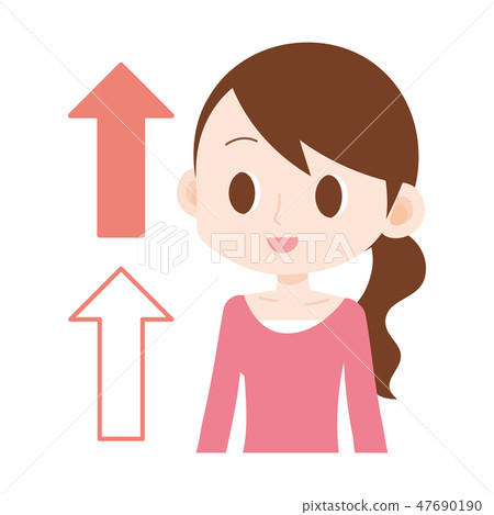 女性上半身向上箭頭 女性上半身向上箭頭 47690190