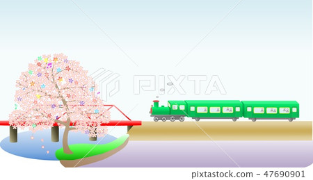 Sakura locomotive w - Stock Illustration [47690901] - PIXTA