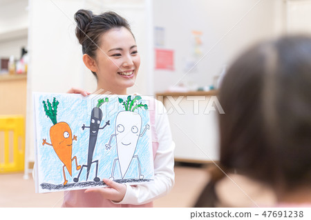 Nursery teacher, paper jam, infant Nursery teacher, paper jam, infant 47691238