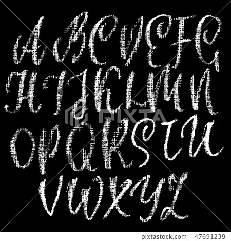 Chalk textured font. Grunge script on chalkboard. Vector calligraphy illustration. 47691239