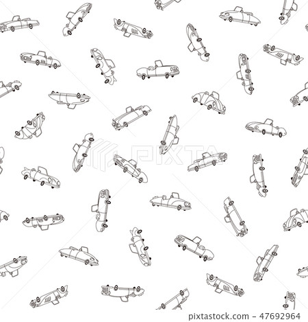 可愛的汽車圖案插圖， 47692964