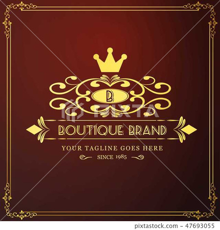 B Business Logo. New Creative Golden Floral Design 47693055