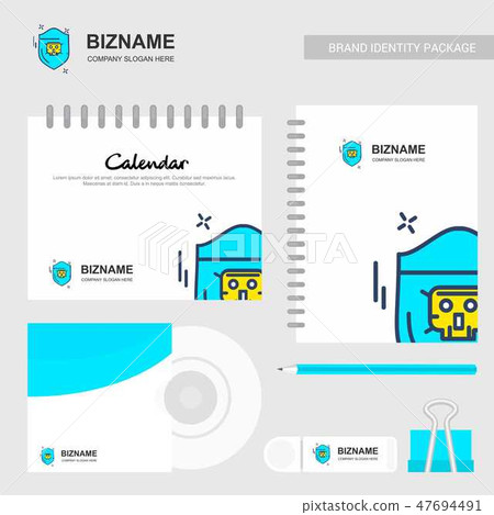 Company design brochure with stationary items vect Company design brochure with stationary items vect 47694491