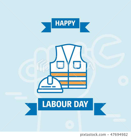 Happy Labour day design with vintage theme blue an 47694982