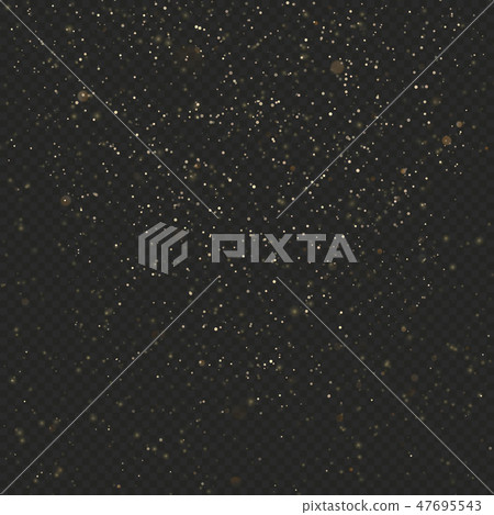 Gold dust glitter texture on dark transparent background. Explosion of confetti. Glittering stars 47695543