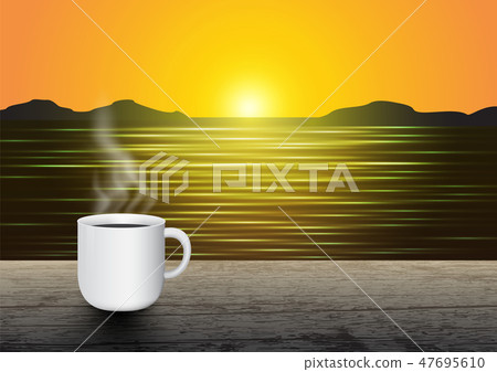 Coffee cup on vintage wooden table Coffee cup on vintage wooden table 47695610