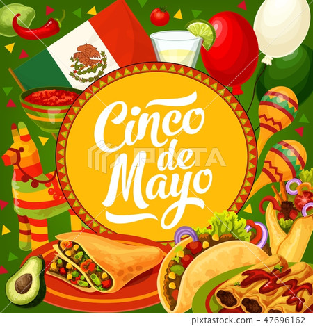 Cinco de Mayo Mexican flag balloons and maracas Cinco de Mayo Mexican flag balloons and maracas 47696162