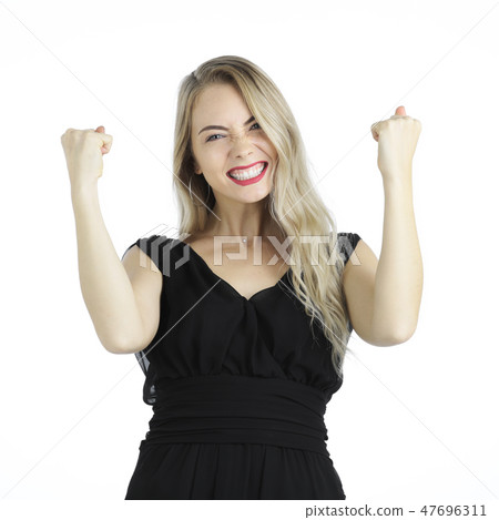 Beautiful woman on wihte background. 47696311