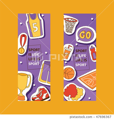 Basketball vector sportswear basket-ball sticker in net hoop on basketball court illustration set of Basketball vector sportswear basket-ball sticker in net hoop on basketball court illustration set of 47696367