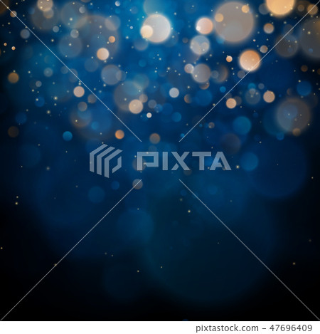 Blurred bokeh light on dark blue background. Christmas and New Year holidays template. Abstract Blurred bokeh light on dark blue background. Christmas and New Year holidays template. Abstract 47696409