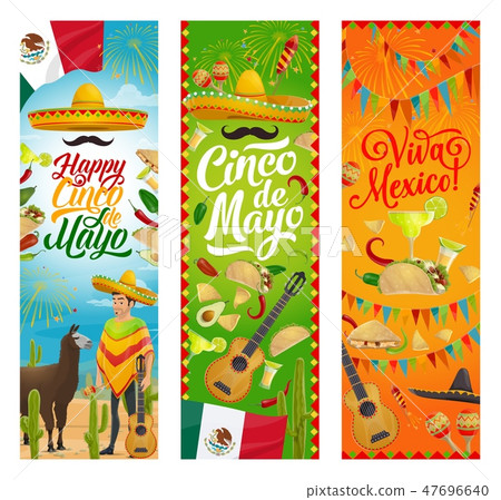 Mexican holiday Cinco de Mayo sombrero and guitar 47696640