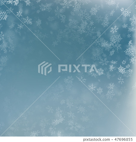 Snowflake flying, card or banner with snow elements, flakes confetti scatter. Cold weather winter 47696855