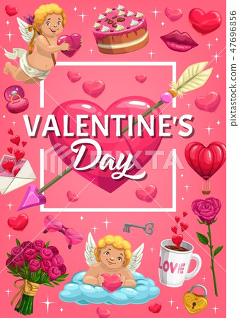 Heart with love arrow of Cupid. Valentines Day 47696856