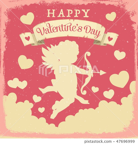 Valentines Day Cupid with love arrows and hearts Valentines Day Cupid with love arrows and hearts 47696999