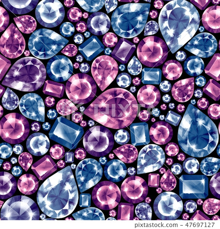 Seamless colorful diamond gemstones pattern. Jewels luxury background. Seamless colorful diamond gemstones pattern. Jewels luxury background. 47697127