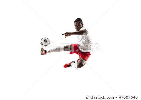Professional african football soccer player isolated on white background 47697646