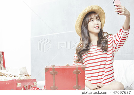 Travel, vacation, relaxation, young woman Travel, vacation, relaxation, young woman 47697687