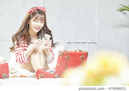 旅遊，度假，放鬆，年輕女子 47698652