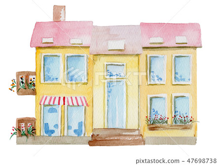 House hand-painted watercolor painting House hand-painted watercolor painting 47698738