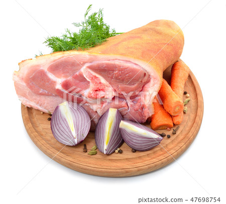 Raw Eisbein or ham hock, or Schweinshaxe 47698754