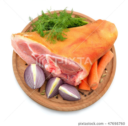 Raw Eisbein or ham hock, or Schweinshaxe 47698760