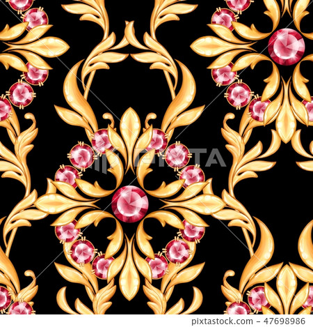 Seamless luxury pattern with ruby gems - Stock Illustration [47698986 ...