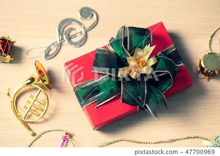 Close up of one beautiful red gift box. 47700969