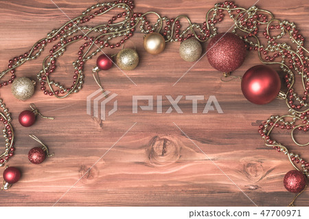 Frame of Christmas and new year ornaments in red. Frame of Christmas and new year ornaments in red. 47700971