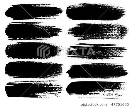 Set of black ink grunge brush strokes. 47701690