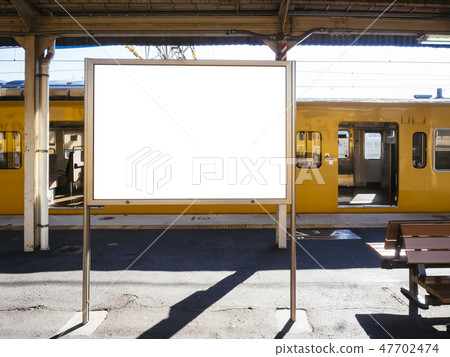 Blank board Timetable at Train station Platform  47702474