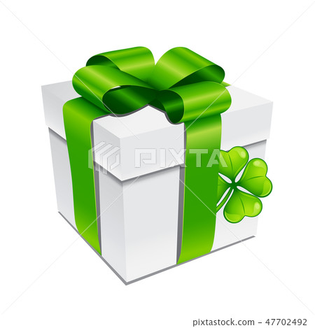 Saint Patricks Day illustration. Gift box with clover. 47702492