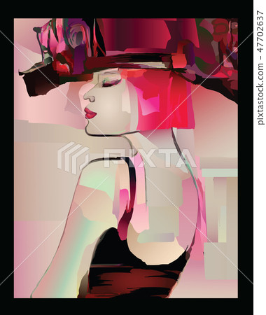 Fashion woman model with a hat 47702637