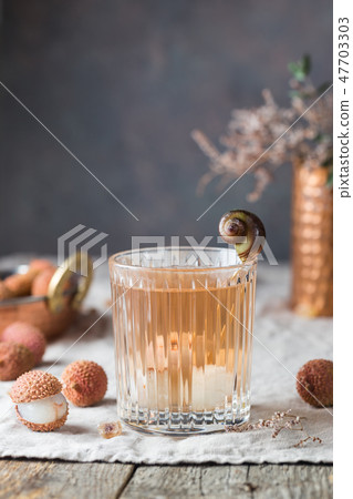 Glass of lychee juice Glass of lychee juice 47703303