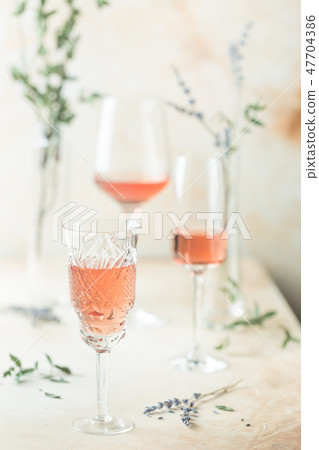 Glasses of rose wine 47704386